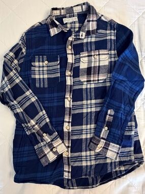 Zara boys flannel plaid button down shirt